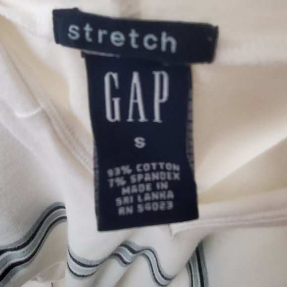 Gap stretch cotton blend Hooded top Size Small white with stirpes - Picture 6 of 7